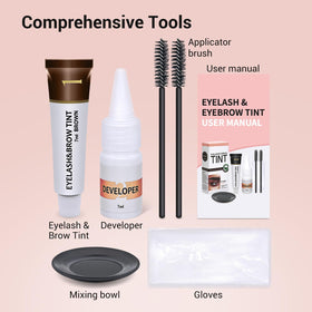 LLNNOVUE before and after brows and lashes, illustrates fuller natural brown effect