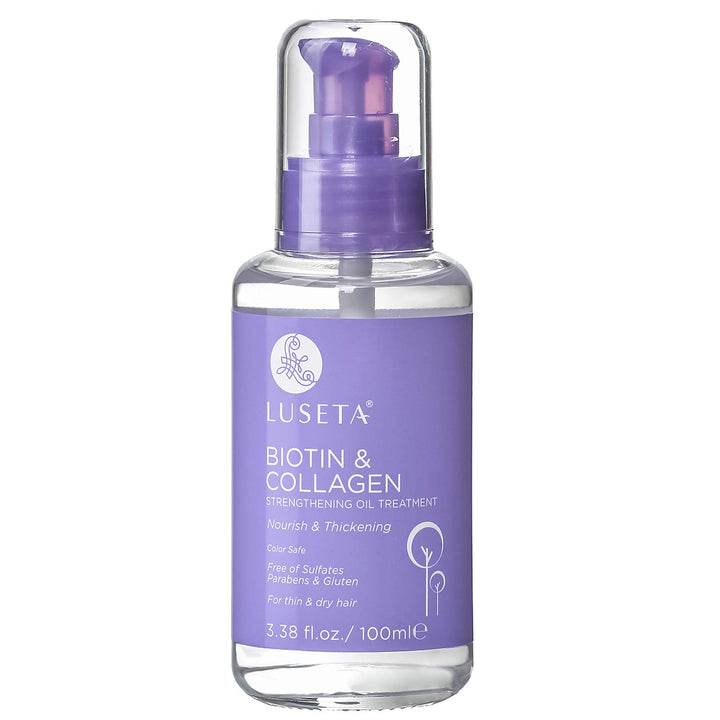 L LUSETA front bottle view showing label and 3.38 fl oz size, clear packaging benefit