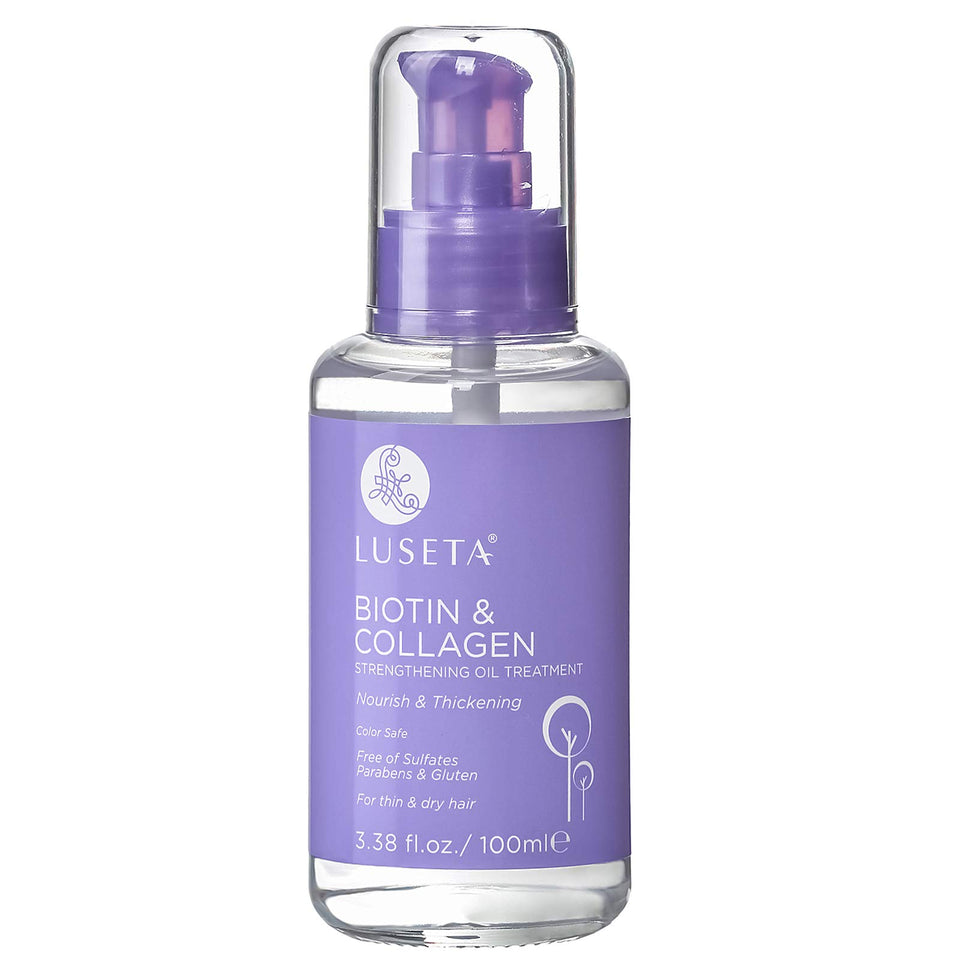 L LUSETA front bottle view showing label and 3.38 fl oz size, clear packaging benefit