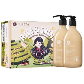 L LUSETA front packaging showing rice water duo and benefits