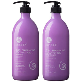 L LUSETA front packaging showing shampoo and conditioner, clear brand benefit