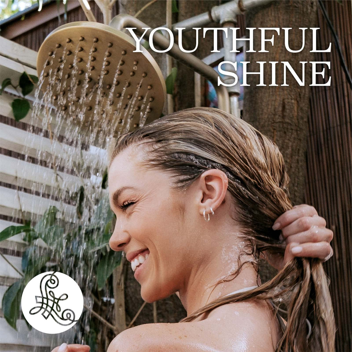 L LUSETA on a bathroom shelf in a lifestyle scene suggesting daily care benefit