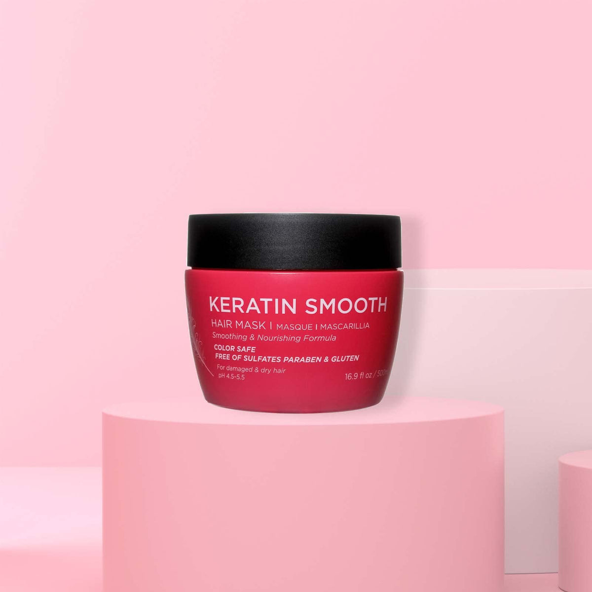 L LUSETA open jar texture demonstrating creamy keratin mask for deep treatment