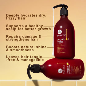 L LUSETA shampoo texture on hand demonstrating lightweight lather benefit