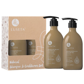 L LUSETA bottles held for scale showing full-size 16.9oz benefit