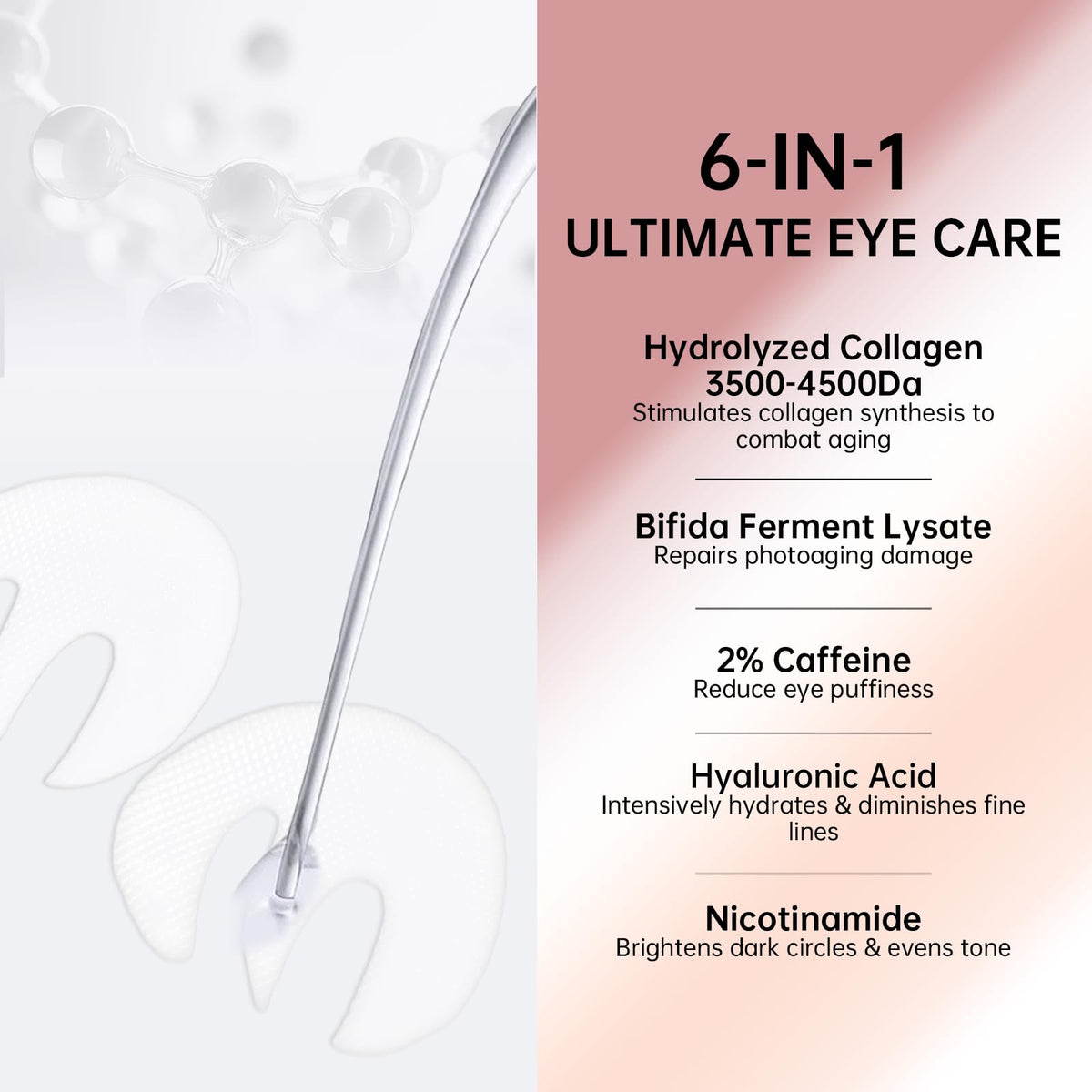 LLVYUO open tray revealing seven pairs of rose-colored eye patches for immediate use