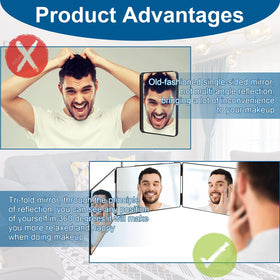 LMZNXCZ mirror in use during self haircut showing clear back-of-head view