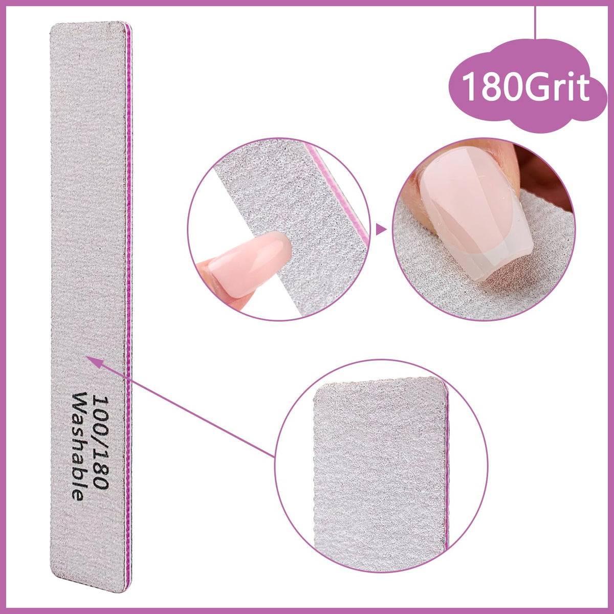 Single LNAUJS nail file flat lay highlighting size and double-sided grit for control