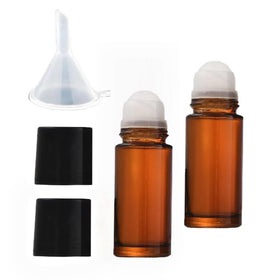 LNYMZD front view of two brown 30ml roller bottles showing compact portability benefit
