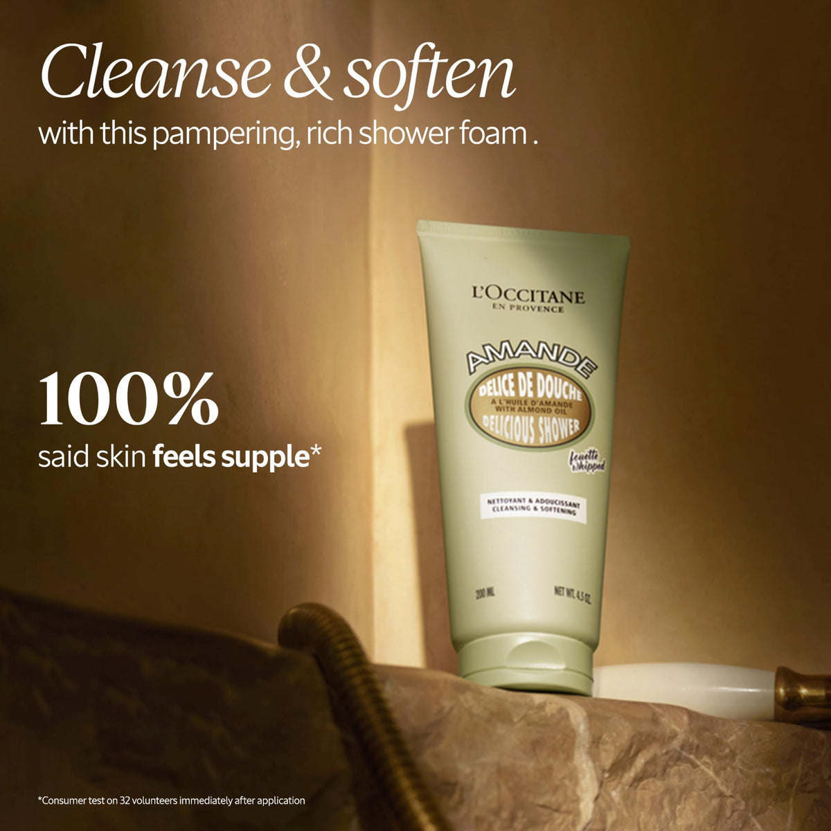 L'OCCITANE pump close-up highlighting dispenser for controlled, mess-free use