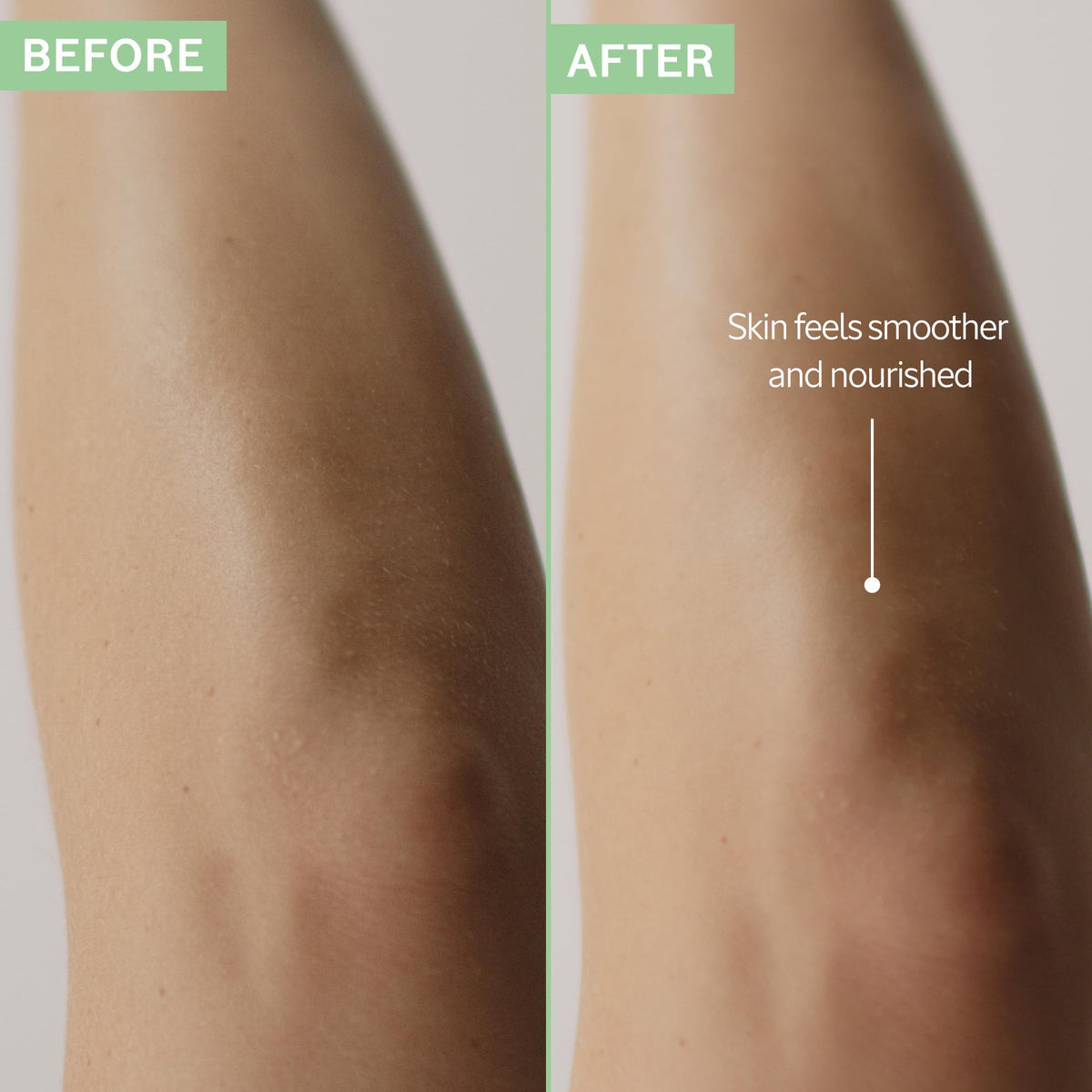 Applying L'OCCITANE Almond concentrate on legs showing smoothing and hydrating effect