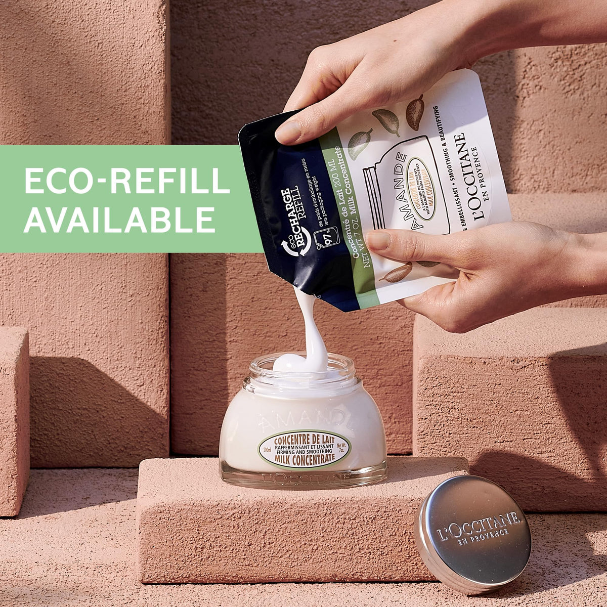 L'OCCITANE jar on plush towel highlights softening effect and luxury feel