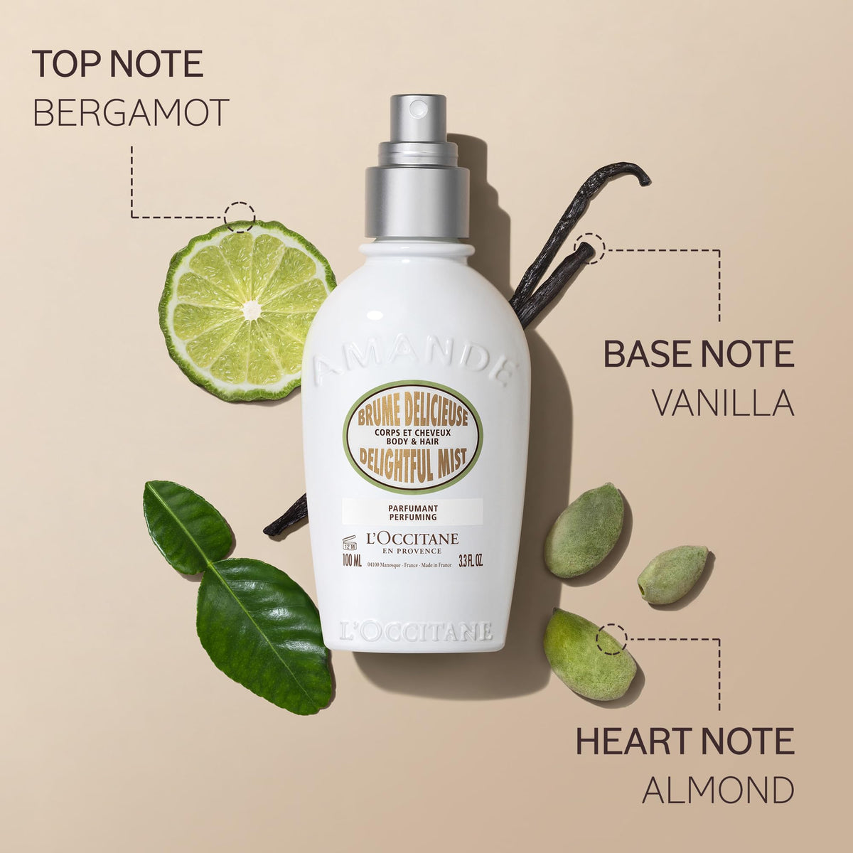 L'OCCITANE angled bottle highlighting sleek design and easy grip for daily use