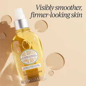 L'Occitane almond oil pouring drop illustrating smooth, fast absorption
