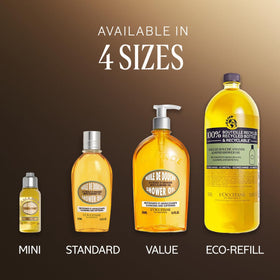 L'OCCITANE empty bottle showing packaging and recyclable material benefit