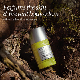 L'Occitane deodorant texture close-up illustrating smooth glide and quick-dry benefit