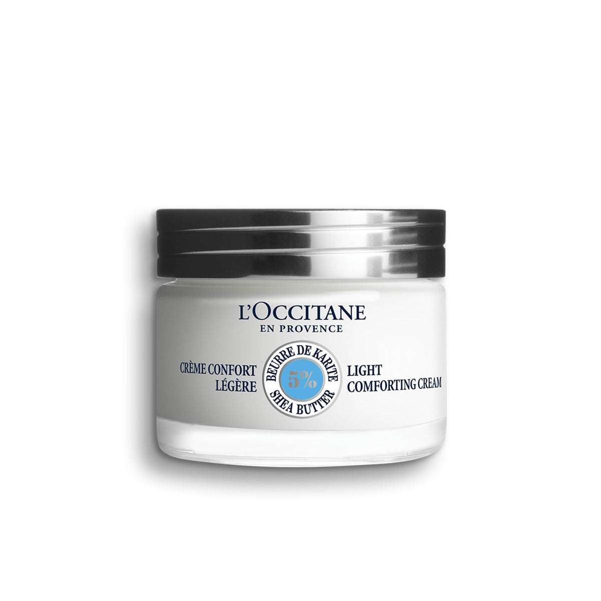 L'OCCITANE front tube view showing brand and lightweight moisturizer benefits