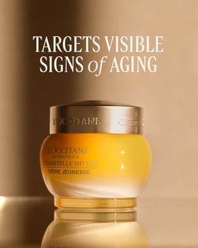L'OCCITANE Immortelle flower detail emphasizing the brand's botanical Immortelle Super Extract