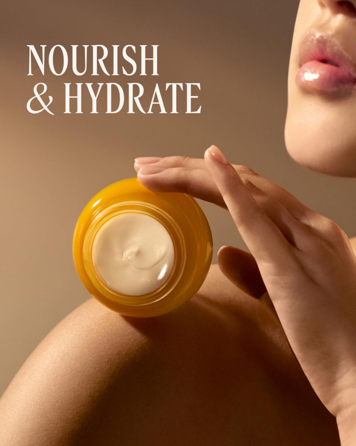 L'OCCITANE jar staged on a bathroom counter conveying daily luxury skincare routine benefit