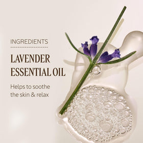 L'OCCITANE foam close-up demonstrating gentle lather and thorough cleanse benefit