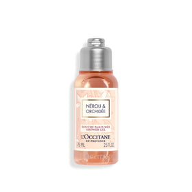 L'OCCITANE front packaging showing elegant neroli and orchid branding and travel size benefit