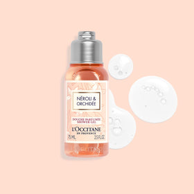 L'OCCITANE bottle cap close-up highlighting dispensing control and convenient travel use