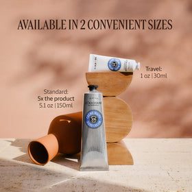 L'OCCITANE tube inside a handbag lifestyle image signaling daily use