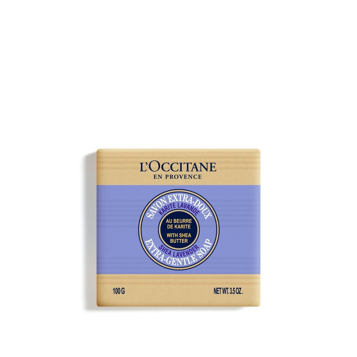 L'OCCITANE soap front packaging showing brand and lavender scent, easy selection