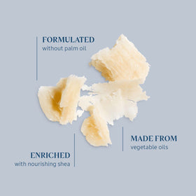 L'OCCITANE soap texture close-up highlighting creamy lather and moisturizing feel