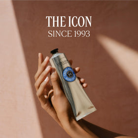 L'OCCITANE packaging back showing usage instructions and ethical sourcing benefit
