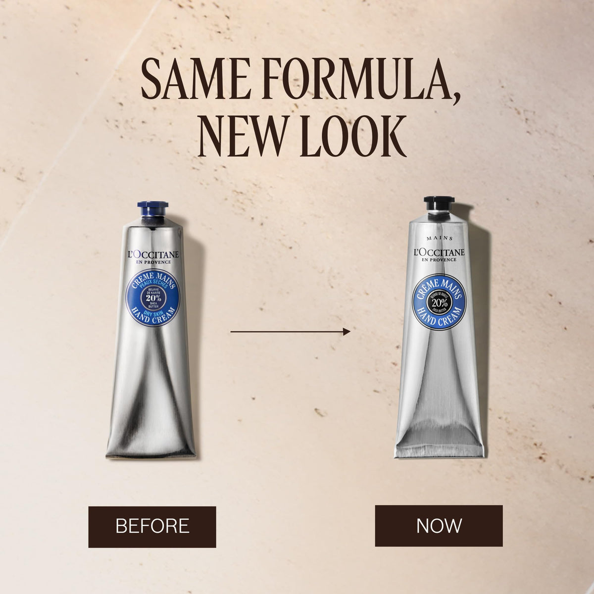 L'OCCITANE tube closeup of cap and nozzle highlighting easy dispensing benefit