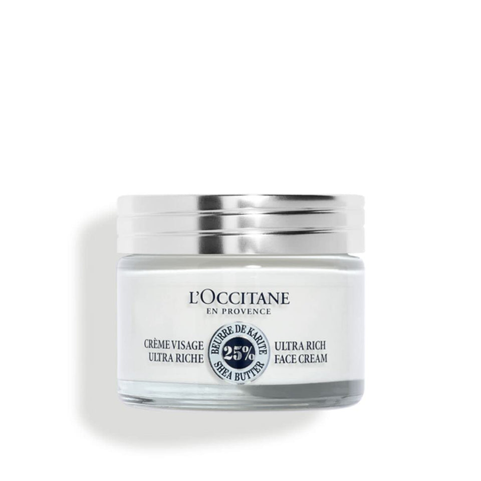 L'Occitane jar front view showing label and rich cream, conveys trusted nourishment