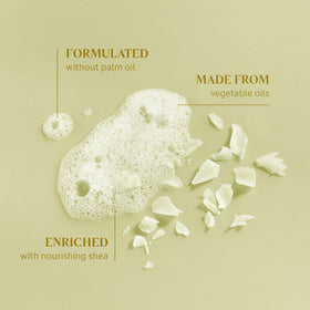 L'Occitane shea verbena soap lathered in hand demonstrating creamy cleansing