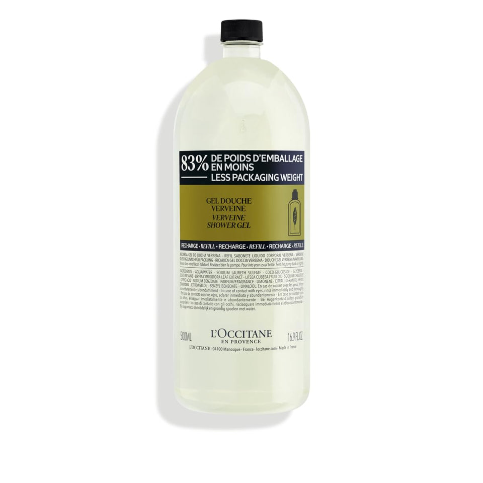 L'Occitane refill front packaging showing size and eco benefit
