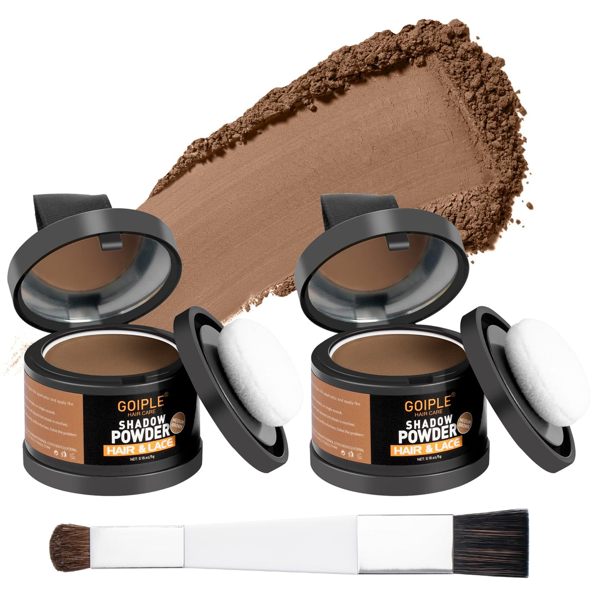lockmio front compact showing medium brown shade and neat packaging benefit natural touch-ups
