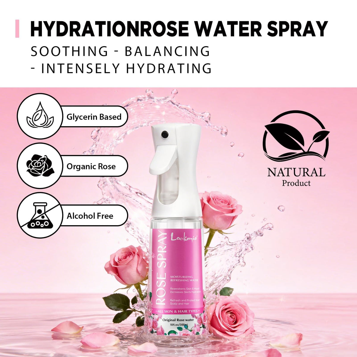 lockmio mist applied to hair adding shine and light fragrance