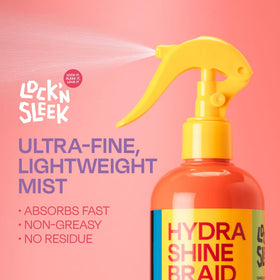 LOCK'N SLEEK close-up on braided hair texture showing added shine benefit
