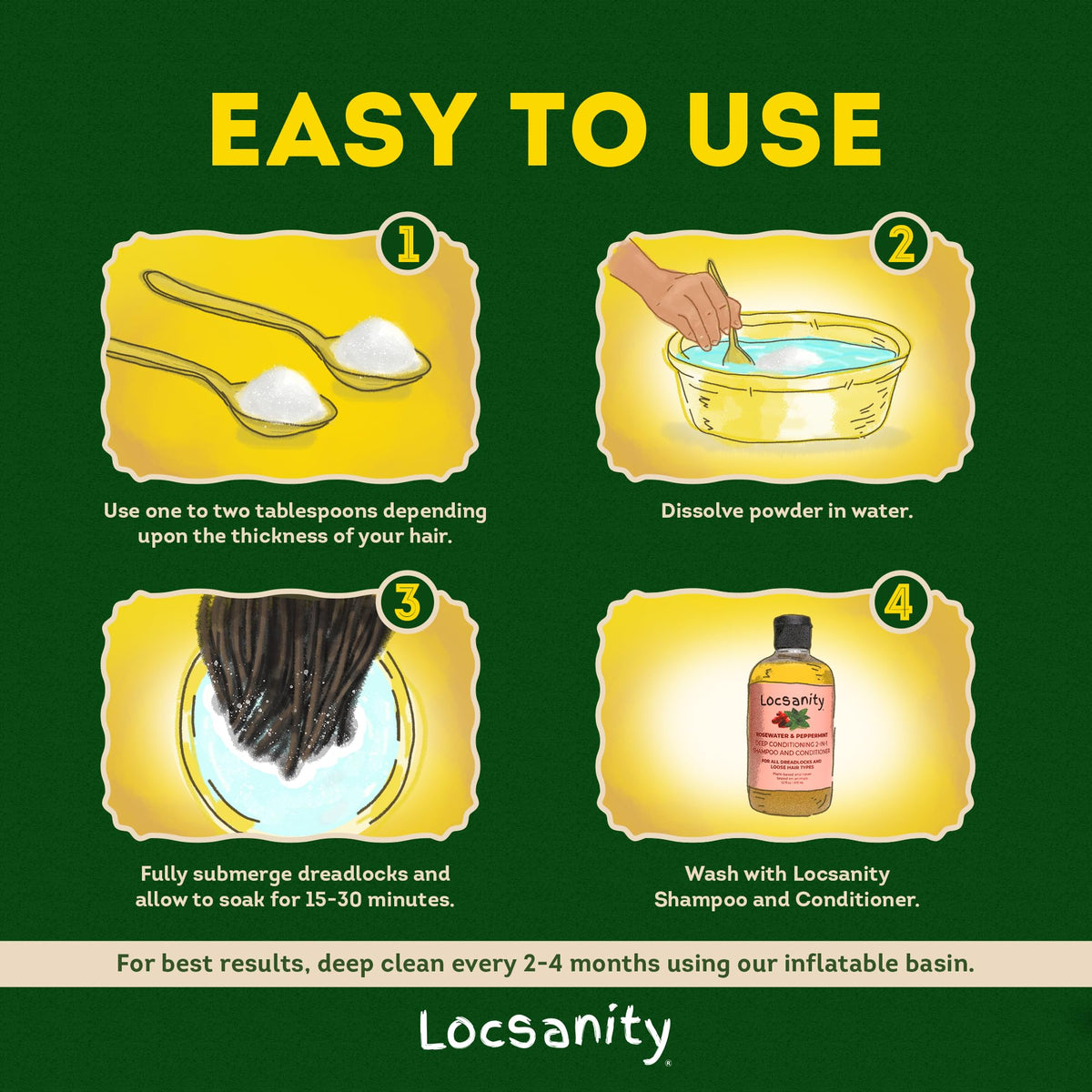 Locsanity soak applied to scalp demonstrating gentle detox