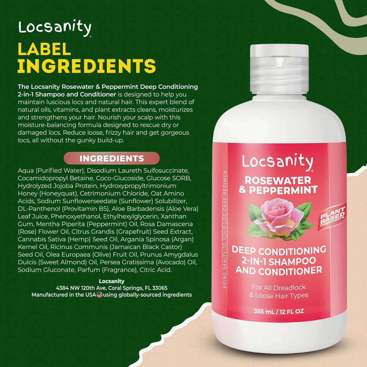 Locsanity bottle on bathroom shelf illustrating everyday routine and clean ingredients