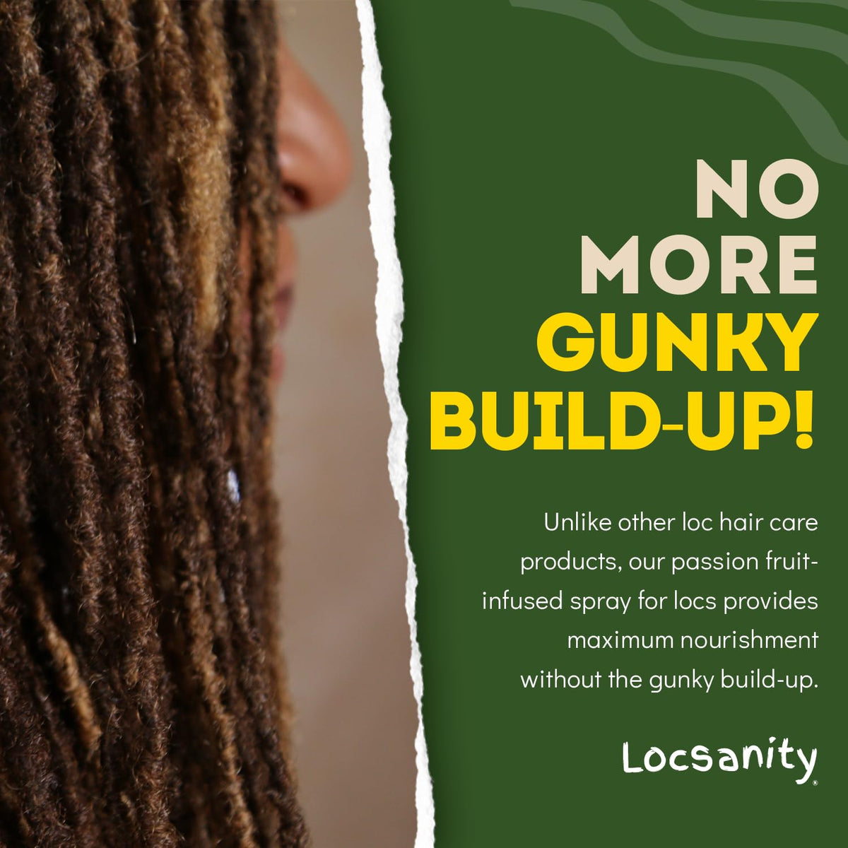 Locsanity being spritzed at scalp showing soothing relief and reduced itch benefit