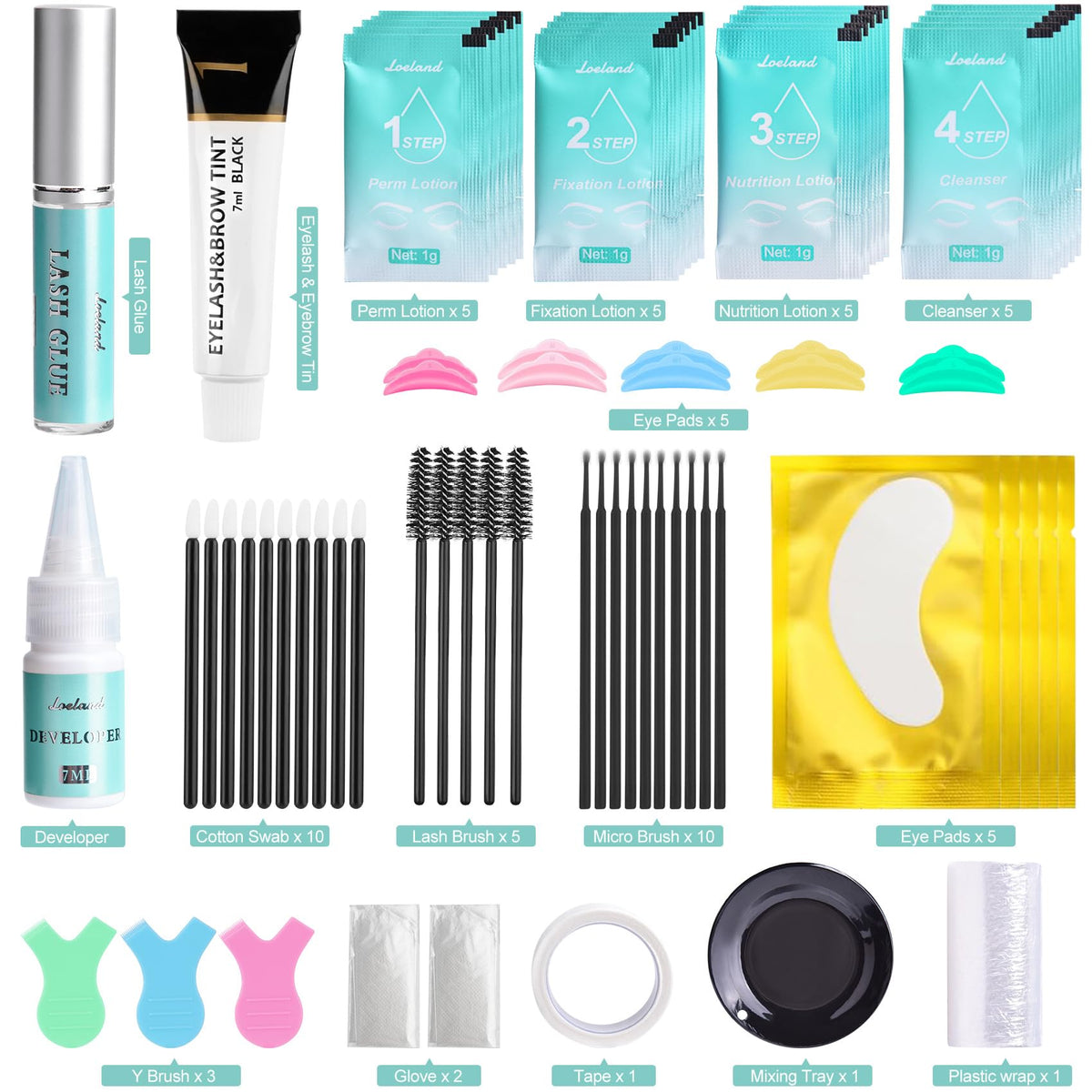 Loeland silicone pads set in five sizes for precise lash shaping