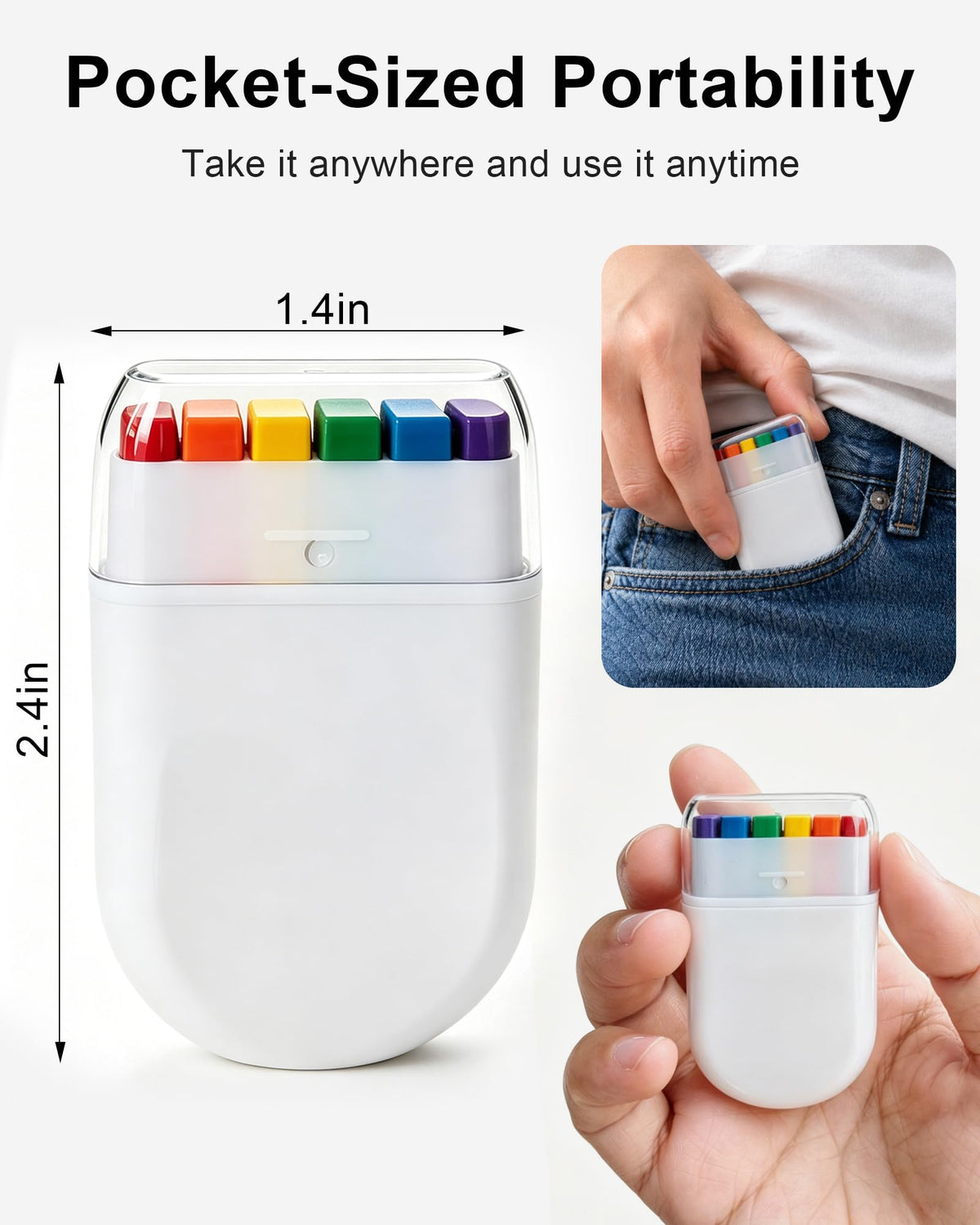 LOGNEW stick held in hand for scale, compact portable size ideal for on-the-go use