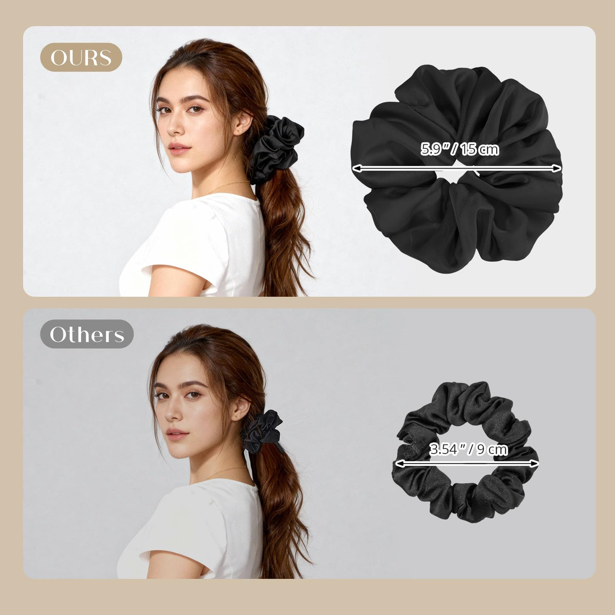 Lolalet scrunchie securing a large bun comfortably for all-day wear