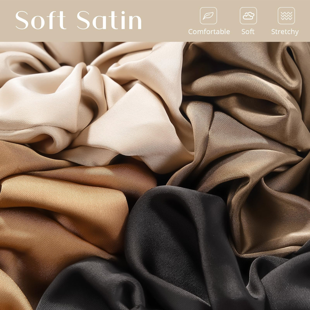 Lolalet satin close-up showing smooth fabric and sheen to reduce hair friction