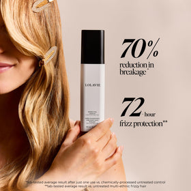 LolaVie creamy leave-in texture demonstrating lightweight absorption