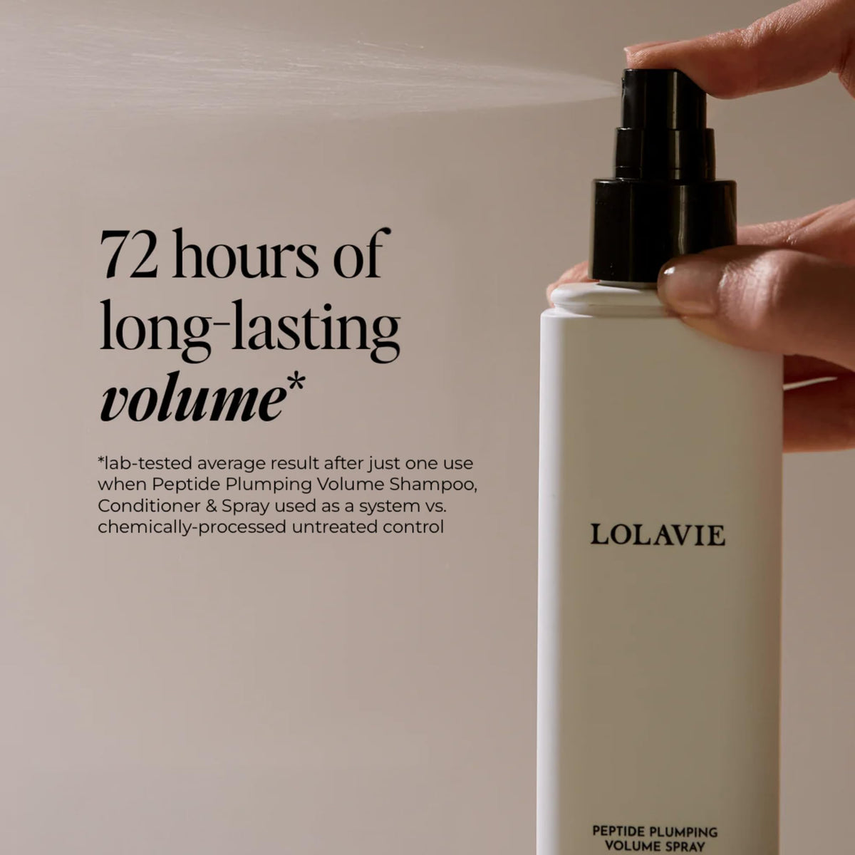 LolaVie product texture on hand illustrating silky, non-sticky finish