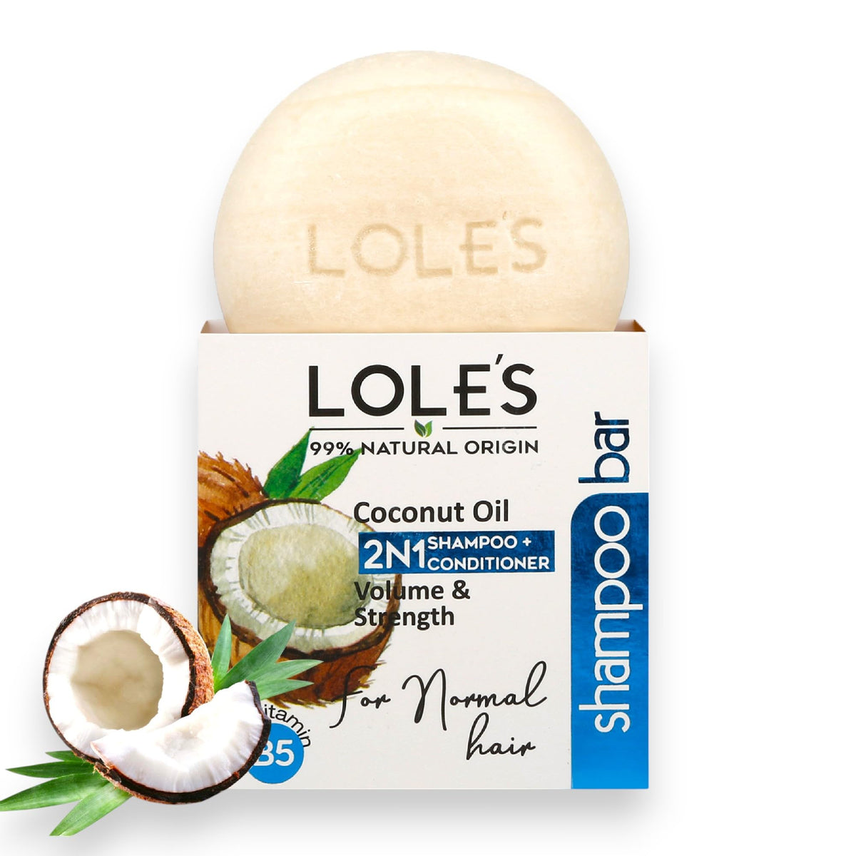 LOLE'S front packaging showing the 2-in-1 bar and benefits