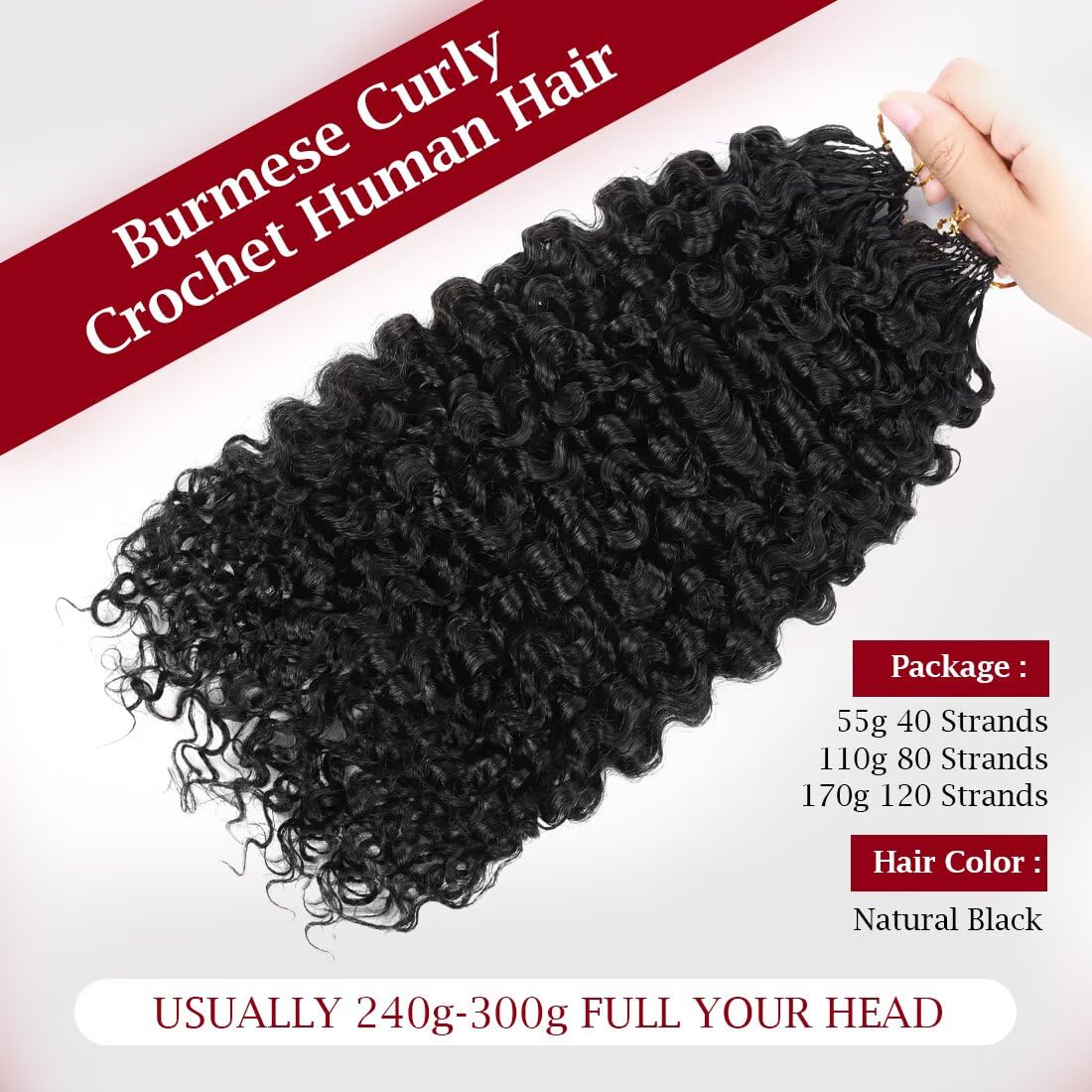 LOLLY HAIR open end strand tip showing real human-hair ends and blendability