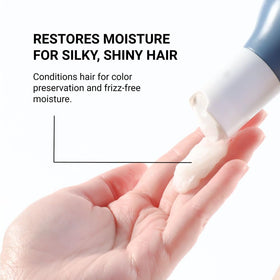 Loma conditioner applied to damp hair demonstrating smoothing and manageability