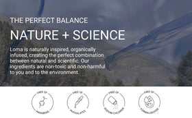Loma ingredients label close-up listing avocado, quinoa, creatine benefits